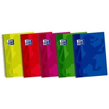 Oxford Classic 400089894 - Pack de 5 cuadernos espiral con tapa de plástico, Fº