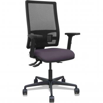 Silla Bormate asincro malla negra asiento bali gris oscuro brazos 2D ruedas 65mm