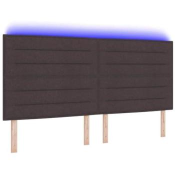 Cabecero LED Moderno Marrón Oscuro 200 cm con Tiras de Luz y Tela Duradera