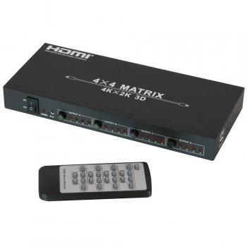 Lindy 38152 HDMI 4K UHD Matrix Switch, 4 Input Device, 4 Display, with IR Remote and Dolby TrueHD Support