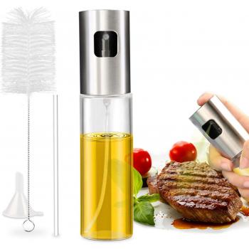 Nivlan Pulverizador Aceite, Pulverizador de Aceite Portátil Aceite con Acero Inoxidable de Primera Calidad y Vidrio de Calidad para Cocinar, Barbacoa, Asar, Hornear, Ensalada