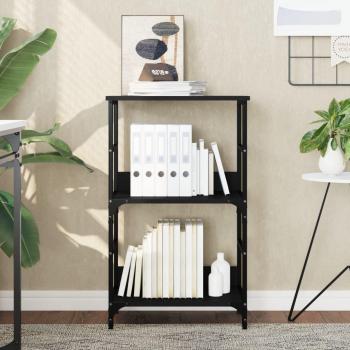 Estantería de madera multicapa negra 50x33x82 cm