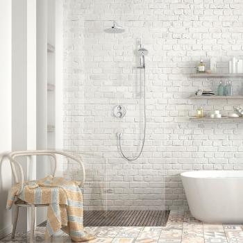 Hansgrohe Raindance S Thermostatic 3-Spray Showerhead and Wall Bar Set with Rough Valve, Chrome Finish, 2.5 GPM