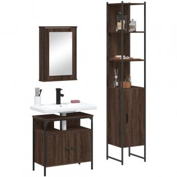 Conjunto de muebles de baño 3 piezas marrón madera roble multicapa