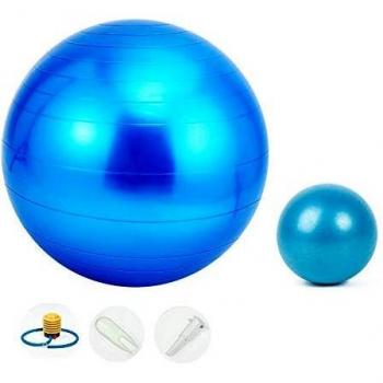 Jueachy Pelota de Ejercicio Grande 65cm 55cm con Mini Pelota Pilates de 25cm y Bomba de Aire, Fitball Pelota Gimnasia Anti-Reventones para Yoga, Embarazo, Equilibrio, Entrenamiento en Casa y Oficina