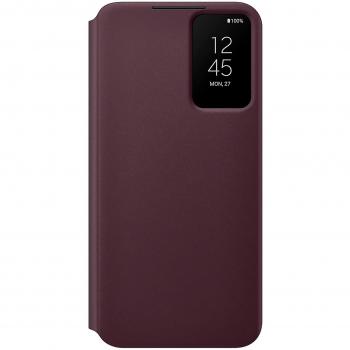 Samsung S View Wallet Cover Original para Galaxy S22 - Estuche tipo folio con ventana táctil, color burdeos