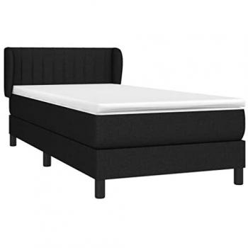 Cama box spring con colchón tela negro 90x200 cm