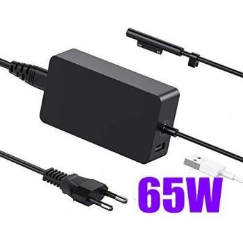 AUKEH Surface Pro Cargador,65W 15V 4A para Microsoft Surface Pro 3/4/5/6/7/X,Surface Laptop/Surface Book/Surface Go Modelo 1706 con Puerto del USB y Cable Extensión Alimentación