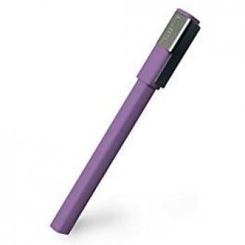 Moleskine Bolígrafo Classic Plus con Capuchón, Punta Mediana de 0,7 mm, Forma Rectangular y Clip para Cuaderno, Tinta Negra Recargable, Exterior Morado
