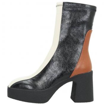 Botines de Mujer Noa Harmon 009087 Marrón y Negro, modelo 9087N, piel sintética, tacón bajo, cierre con cremallera lateral, suela antideslizante