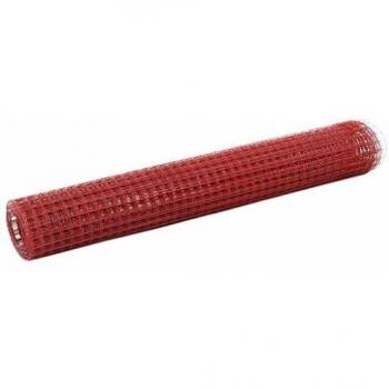 Valla de Alambre para Gallinero de Acero Revestido en PVC 10x1 m Roja