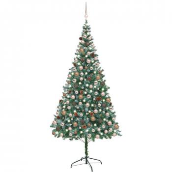 vidaXL Artificial Pre-lit Christmas Tree with Ball Set Pinecones 210 cm