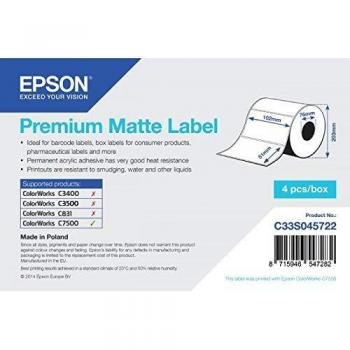 Epson Premium Matte Label - Die-cut Roll: 102mm x 51mm, 2310 labels - Etiquetas de impresora
