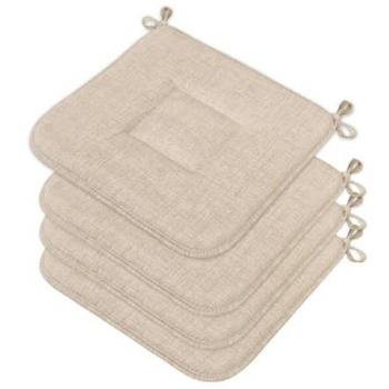 Juego de 4 cojines para silla de algodón suave, lavables y universales en color beige pastel