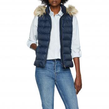 Tommy Jeans Mujer Essential Hooded Down  Chaleco Sin mangas  Azul