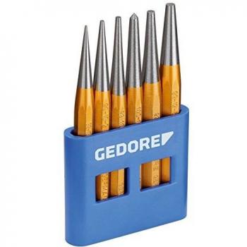 GEDORE Juego de botadores cónicos, 6 piezas, Juego de botadores cilíndricos en soporte de PVC, Templados, Revenidos, Acero, Herramienta, 8753680