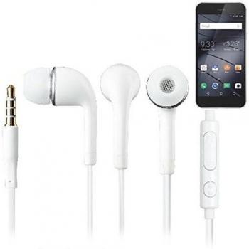 In Ear headphones para Gigaset ME I Pure, con micrófono + control de volumen, blanco | 3.5mm auriculares micrófono omnidireccional, Studs auriculares auriculares estéreo sonido grave universal de control de volumen de los auriculares aplicación