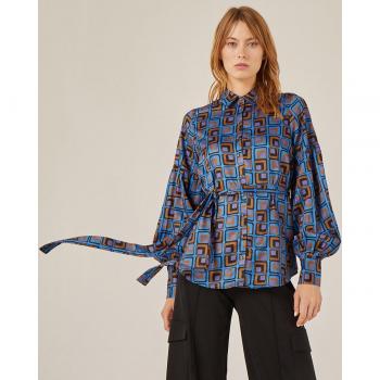 Camisa Mujer NIZA con Manga Larga y Cinturón de Lazada