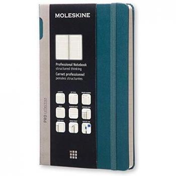 Moleskine - Pro Collection, Cuaderno de Oficina, Bloc de Notas de Trabajo, Tapa Dura, Con Cierre Elástico y Marcapáginas, Color Verde Bosque, Grande 13 x 21 cm, 240 Páginas
