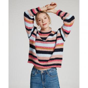 Jersey de mujer de rayas con cuello alto