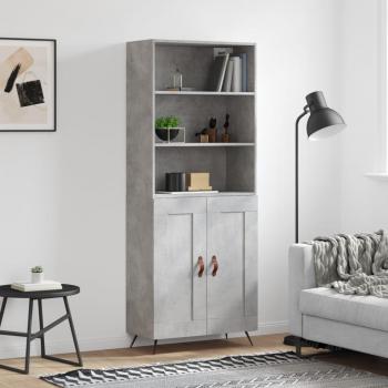 Aparador alto de madera contrachapada gris hormigón 69,5x34x180 cm