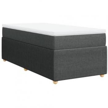 Cama box spring con colchón de muelles en tela gris oscuro 90x190 cm
