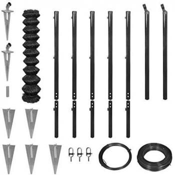 vidaXL Set de Cerca de Alambre con Anclas de Punta Dimensiones 1,97 x 15 m Gris