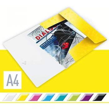 Leitz Carpeta de 3 Solapas, Capacidad para 150 Hojas A4, Cierre Elástico, Plástico Flexible, Amarillo, Gama WOW, 45990016