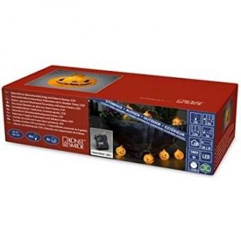 Cadena Luminosa LED de Calabazas para Exterior con 16 Diodos en Color Blanco Cálido y Temporizador de 6 Horas