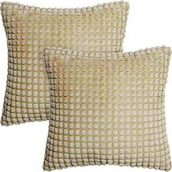 Amazon Brand - Umi Juego de 2 Funda Cojín 45x45cm, Funda Cojín Sofá Fundas de Almohada para Salon Sofá Habitación Suave de Pana, Marfil