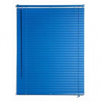 Persiana Veneciana de Aluminio y Vinilo con Cordón Autobloqueante, Soportes Ocultos y Fácil Instalación 150x160 Azul