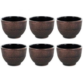 Juego de 6 tazas de hierro fundido negro y bronce 15 cl Aromandise