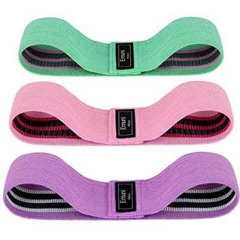 Emuni Bandas de Resistencia Ejercicio para Piernas y Glúteos y Musculacion, Set de 3 Bandas de Entrenamiento Antideslizantes con 3 Niveles, Bandas Elásticas de Fitness para Cadera, Pilates y Yoga