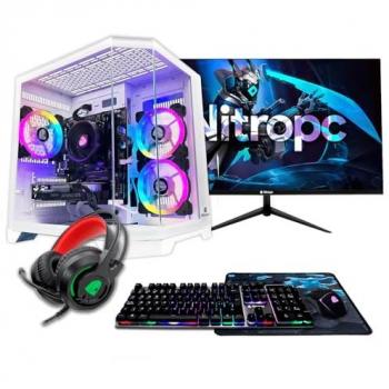 PC Gaming NitroPC Pack Silver Plus Blanco - AMD Ryzen 5 5500, RX 6600 8GB, RAM 16GB, M.2 1TB, Windows 11, Monitor 24 FHD 120Hz