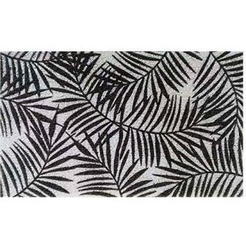 Tapiz de entrada rectangular 45 x 75 cm Herbarium negro y blanco sintético moderno