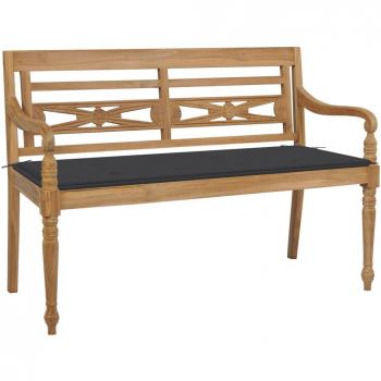 Batavia Bench 120 cm Solid Teak Wood with Anthracite Cushion