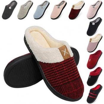 incarpo Zapatillas Casa Mujer Lana de Coral Zapatillas de Estar por Casa Antideslizante Pantuflas de Interior y Exterior Cálido y Confortable Zapatillas-Rojo-42/43 EU