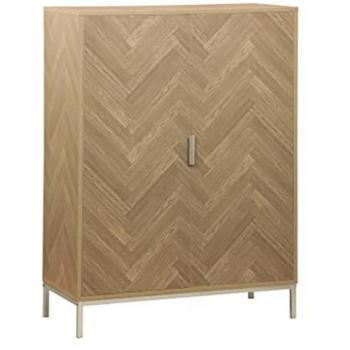 Cómoda 2 puertas y 2 estanterías Sweeek, efecto madera y espiga, dimensiones 80x40x110 cm, color natural