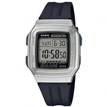 Reloj Casio digital color plata F-201WAM-7A con correa negra de caucho