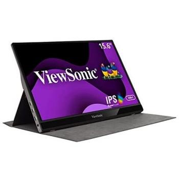 Monitor LED ViewSonic Portátil VG1655 de 16 pulgadas con resolución Full HD 1920 x 1080, conexión USB-C y Mini HDMI, incluye cables y garantía de 3 años
