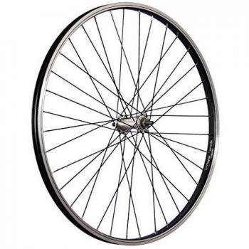Rueda delantera de bicicleta 26 pulgadas aluminio acero inoxidable 559-21 negra/plata
