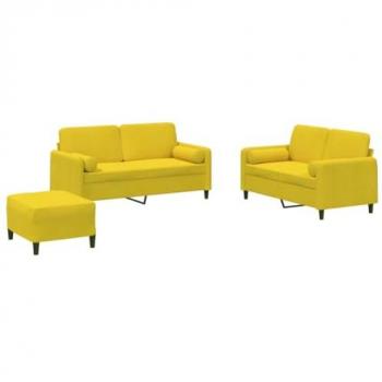 Juego de sofás con cojines 3 piezas terciopelo amarillo