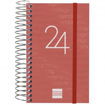 FINOCAM Agenda Anual Espiral 2024 E3 DP Rojo 79x127mm Un Día por Página