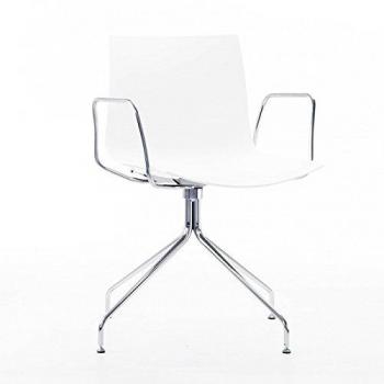 arper Catifa 46 0257 - Sillón unicolor con base estrella blanco/carcasa brillante/dentro mate/soporte cromado