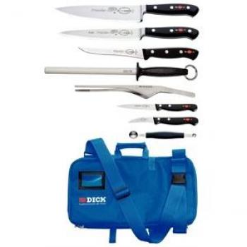 Conjunto de 8 cuchillos profesionales de acero carbono con estuche Dick