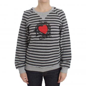 Exte Gray Striped Cotton Crewneck Sweater - IT40|S, Female, Multicolor, Size: XS, Striped Crew-Neck Pullover with Logo Details
