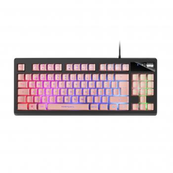 Teclado Gaming MKAX RGB TKL Rosa Portugués con Reposamuñecas de Gel