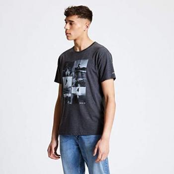 Dare2b Token-Camiseta con Estampado Gráfico De Algodón De Estilo Informal Y Manga Corta T-Shirts/Polos/Vests, Hombre, Charcoal Grey, L