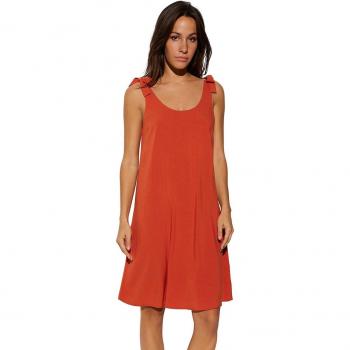 Vestido de playa corto de tirantes con lazada