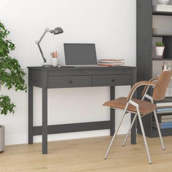 Escritorio con cajones de madera maciza de pino gris 100x50x78cm